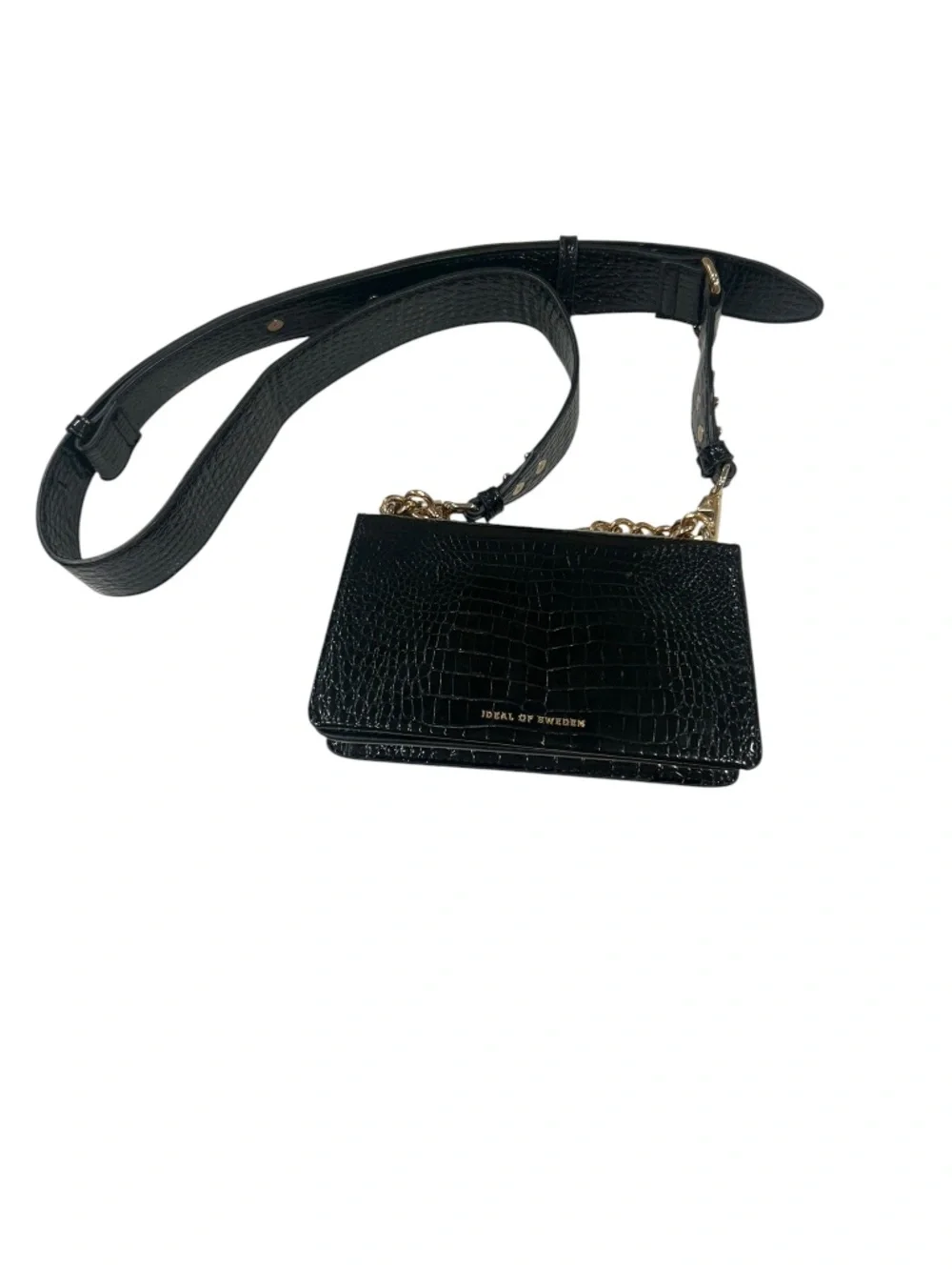 Ideal of Sweden Jet Black Crocs Phone Wallet Crossbody